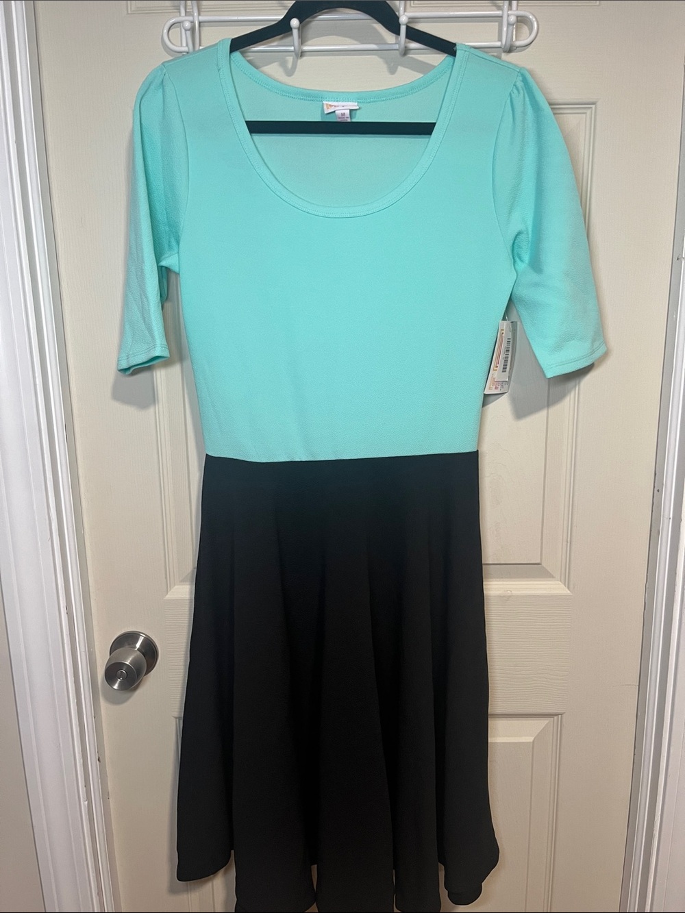 LuLaRoe Mint and Black Fit-and-Flare Midi Dress